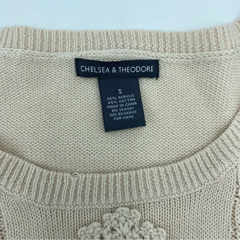 Chelsea & Theodore‎ Women’s Sweater Small Crochet Details Cable Knit